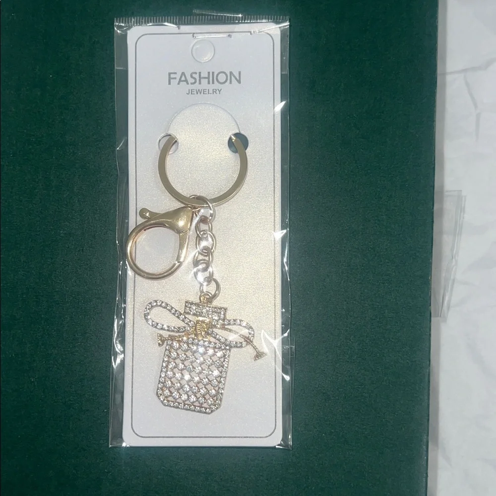 Gold Tone Crystal Gift-Box Keychain